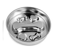 Premium Stainless Steel Slow Feeder Dog Bowl, Metal Anti-Gulping Pet Food Bowls with Non-Slip Base, Large Slow Feeding Dish for Small Medium Large Dogs, Dishwasher Safe