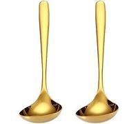 Premium Stainless Steel Soup Ladle, Mirror Polished Gold Finish, Deep Bowl Design, Comfortable Non-Slip Handle