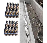 Premium Stainless Steel Trench Drain Grate System with Cobblestone Cover, Slim Outdoor Rainwater Channel, 8-Pack, 21"x15" for Effective Drainage Solutions