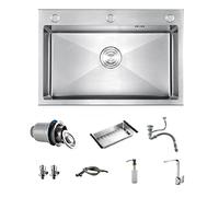 Premium Stainless Steel Undermount Workstation Sink & Faucet Combo 3mm Thick Scratch-Resistant Rust-Proof Single Basin Kitchen Sink for Modern Homes