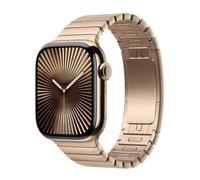 Premium Stainless Steel Watch Band, Double Press Butterfly Clasp Metal Replacement Strap with Fine Polishing, Tool-Free Adjustable Single Bead Link Strap for All Series & Ultra