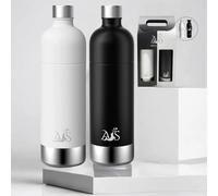 ~ ® Premium Stainless Steel Water Bottle- BPA Free-compatible with AarkeCarbonator3,Philips GoZero,Sodapop,Brita sodaONE-1Litre Sparkling Capacity-1.25L Volume (2XBLACK/WHITE)