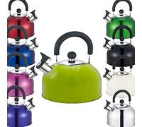 Premium Stainless Steel Whistling Kettle | 10 Colors | Stove top | Non-Drip Pouring Spout | Cool Touch Handle | Whistling Spout | 2.5L Capacity (Green)