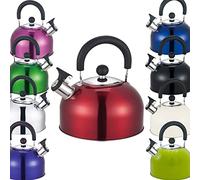 Premium Stainless Steel Whistling Kettle | 10 Colors | Stove top | Non-Drip Pouring Spout | Cool Touch Handle | Whistling Spout | 2.5L Capacity (Red)