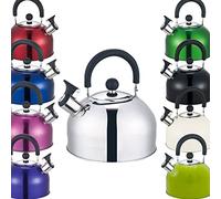 Premium Stainless Steel Whistling Kettle | 10 Colors | Stove top | Non-Drip Pouring Spout | Cool Touch Handle | Whistling Spout | 2.5L Capacity (Silver)