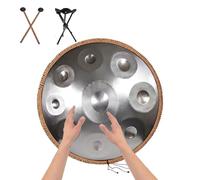 Premium Steel Hand Drum, 22" 9/10/12 Notes D Minor Handpan Instrument, Steel Handpan Drums For Adults And Children, 432Hz/440Hz Hand Drum Percussion Instrument(Silver,9 notes(440HZ))