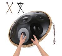 Premium Steel Hand Drum, 22" 9/10/12 Notes D Minor Handpan Instrument, Steel Handpan Drums For Adults And Children, 432Hz/440Hz Hand Drum Percussion Instrument(Black,10 notes(440HZ))