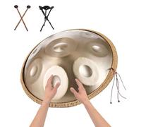 Premium Steel Hand Drum, 22" 9/10/12 Notes D Minor Handpan Instrument, Steel Handpan Drums For Adults And Children, 432Hz/440Hz Hand Drum Percussion Instrument(Gold,9 notes(432HZ))