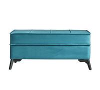 Premium Storage Ottoman Bench,Comfy Velvet Storage Bench,Modern End Of Bed Bench,Rectangle Upholstered Ottoman For Living Room Bedroom Entryway,blue,24inch(60cm)