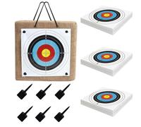 Premium Straw Archery Target - 60x60cm Large Size, 30cm Thick, Includes 100 Pro 40x40cm Target Papers + 6 Nails for Backyard Range Practice(50 * 50 * 18cm)