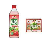 Premium Strawberry Flavored Aloe Vera Drink with Real Natural Aloe Pieces - 12 x 500ml PET Bottles in Bulk Carton - Sweet, Refreshing, Gluten-Free & Lactose-Free Beverage