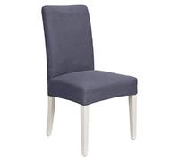 Premium Stretch DINING CHAIR Slipcovers Covers Thick Plush Knitted Fabric Chair Covers Seat Dining Room Kitchen Furniture Protector Easy Fit Elastic Spandex Removable Washable (Dark Grey, Set of 2)