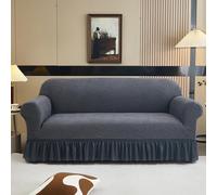 Premium Stretch Sofa Cover for 2-4 Seater - Pet Proof, Elastic Slipcover with Ruff Armrests, Solid Color Couch Protector, Easy to Fit, Living Room Fur Cover