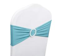 Premium Stretch Spandex Chair Sashes with Slider Buckle - 100 Pcs Baby Blue Chair Bands for Weddings, Parties, Receptions, Banquets, and Special Events - Elegant Chair Covers for Event Decoration