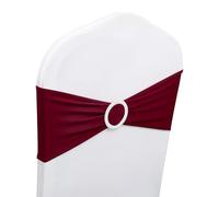 Premium Stretch Spandex Chair Sashes with Slider Buckle - 100 Pcs Burgundy Chair Bands for Weddings, Parties, Receptions, Banquets, and Special Events - Elegant Chair Covers for Event Decoration