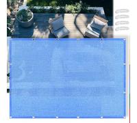Premium Sun Shade Net 2.4x2.4m Rectangle HDPE Waterproof & Windproof 90% UV Protection Includes Fastening Ropes Durable & Stable for Garden Balcony Terrace - Blue