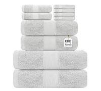 Premium Super Jumbo Extra Large Bath Sheet 100% Egyptian Cotton 800-GSM Soft Towels Quick Dry Highly Absorbent Face Cloth, Hand Towel, Bath Towel Hotel, Gym Quality (10 Pcs Bale Set, Silver)