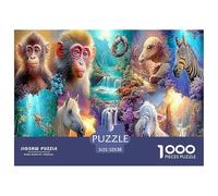 Premium Sustainable 1000 Piece Complete Animal Encyclopedia Classic Puzzle - Fairytale Creatures' Wonderland in The Vibrant Enchanted Forest - Suitable for Adults & Kids Ages 12+ Birthday Gift 52x38cm