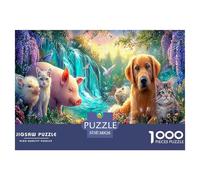 Premium Sustainable 1000 Piece Complete Animal Encyclopedia Classic Puzzle - Fairytale Creatures' Wonderland in The Vibrant Enchanted Forest - Suitable for Adults & Kids Ages 12+ Birthday Gift 38x26cm