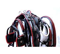Premium Synthetic Horse Harness Set - Adjustable Heavy Duty Driving Harness with Metal Hardware, Padded Breast Collar & Crupper - Comfortable & Durable for Cart, Carriage & Training 002 (Full Horse)