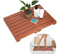 Premium Teak Shower Mat, Foldable Wood Bath Mat, Non-slip Bathroom Mat, Luxury Floor Mat for Bathroom Bathtub Shower Spa Garden Home, Indoor and Ourdoor Use (Brown, Medium)