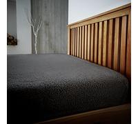 Premium Teddy Sherpa Fleece Fitted Bed Sheet, Super Soft & Cosy Thermal Warm Elasticated Fluffy Plush Plain Cuddly Fitted Sheets Bedsheet, (Dark Grey-Single)