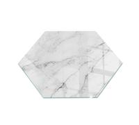 Premium Tempered Glass Hearth Protector Marble Accents with Delicate Veins 40 cm