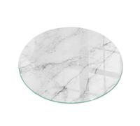 Premium Tempered Glass Hearth Protector Marble Accents with Delicate Veins 80 cm