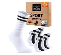 Premium Tennis Socks Sports Socks with Reinforced Heel & Toe, Padded Sole Cotton Breathable Crew Socks for Men & Women, 3 pairs white + 2 pairs black, 43-46
