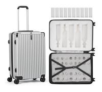 Premium Thermal-Insulated Wine Luggage with Ice Pack Compartment - Shockproof Reinforced PC Travel Case for 10 750ml Wine Bottles, Heavy-Duty Handle, Quiet 360° Wheels & Secure Zipper for Air Travel,