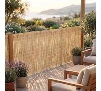 Premium Thick Natural Bamboo Fence Screening Roll Hand-Woven Bamboo Privacy Screen Panel for Outdoor Garden Backyard Patio Weatherproof Wind Sun Protection Decorative Wall Cover(Natural,180x170cm)