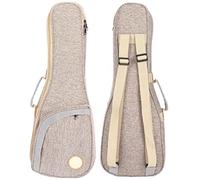 Premium Thickened Cotton-Linen Ukulele Backpack Bag with Padded Compartment Straps & Neck Support - Fits 21”/23” Soprano/Concert