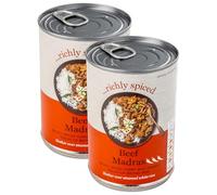 Premium Tinned Beef Madras Curry, Beef Pieces in a Spicy Tomato, Onion & Coconut Curry Sauce - Set of 2 x 400g Tins