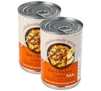 Premium Tinned Hot Chicken Curry, Chicken Breast in a Warmly Spiced Fruity Sauce with Onions, Coconut & Mango Chutney - Set of 2 x 400g Tins