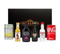 Premium Tiny Bar Spirit Miniatures & Mixers Gift Box Set (4 x 5cl) | Baileys, Tequila Rose, Smirnoff Vodka & Captain Morgan’s Spiced Rum with Lemonade & Coca-Cola | Gift Set by Beerhunter