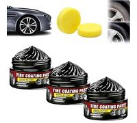 Premium Tire Coating & Trim Restorer, Bring Back the Original Deep Black Shine to Rubber and Plastic, Long Lasting Gloss Finish, Tire Coating Paste(3 Set)