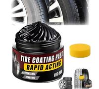 Premium Tire Coating & Trim Restorer - Ceramic Tire Coating Paste for Car Plastic Renewal | Instantly Restore Deep Black Shine & UV Protection to Rubber, Vinyl, Bumper