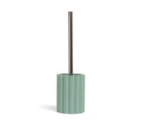 Premium Toilet Brush & Holder Deep Cleaning Bathroom Scrubber with Long Handle Non-Slip Grip & Strong Bristles Flat Design for Hard-to-Reach Areas Stylish Resin Holder with Bubble Texture (Green)