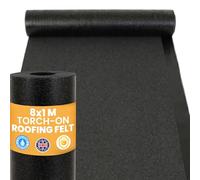Premium Torch-On Roofing Felt Roll, 8 x 1m - 4kg /m² Weight Waterproof & UV-Resistant Bitumen Membrane, 10-Year Longevity - Made in Britain, UKCA Certified - Roof Felt for Sheds and Flat Roofs
