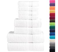 Premium Towel Set 8 Piece Shower Bath White 600 gsm 100% Cotton vidaXL