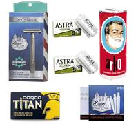 Premium Traditional Shaving Set with The Shave Factory Classic Safety Razr, Arko Shaving Soap, 10 Astra Double Edge Razor Blades, 10 DORCO Double Edge Razor Blades and 20 Styptic Matches