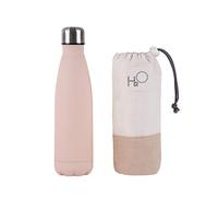 Premium Travel Hydration Bottle: 500ml Stainless Steel Double Walled Water Bottle with Insulated Leakproof Bag Cover - Nude