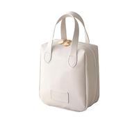 Premium Travel Makeup Case Organizer - Large, Portable Leather Bag with Waterproof Cosmetic Pockets for Women (White)