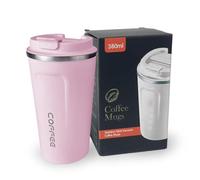 Premium Travel Vacuum Coffee Mug - Travel Mug with Double-Wall, Stainless Steel Thermos Mug, Reusable Tumbler Cup for Keep Hot/Ice Coffee, Tea and Beer (304 Inner Wall, 201 Outer Wall, Pink)