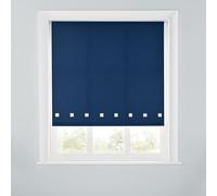 Premium Trimmable Square Eyelet Roller Window Blind - Light Filtering Fabric,Easy Fit,Child Safe Chain for Bedroom,Kitchen,Living Room. 5FT - NAVY - 150cm (W) x 170cm (L) | 59" (W) x 66.9" (L)