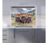 Warren Reed - Designer Trio Of Baby Highland Cows Kitchen Splashback W900Mm X H650Mm, Multi