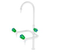 Premium Triple Outlet Laboratory Faucet Table Mounted Water Tap with Gooseneck and Dual Side Nozzles Green Handles for School and University Chemistry Lab