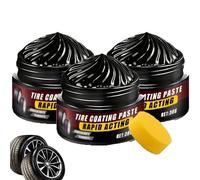 Premium Tyre Shine, Tyre Shine Balm, Tyre Polishing Paste with Sponge Applicator, Long Lasting Tyre Shine and Protection, Restores Jet Black Shine and Prevents Ageing (3PC)