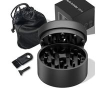 Premium ULTRA SE 100% Anodized Aircraft Aluminum Metal Grinder | Quick Connect Threadless System with Powerful N52 Magnets and POM Rotation System | Manual Herb and Spice Grinder (Black)