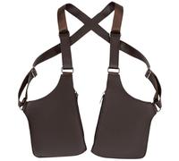 Premium Underarm Travel Shoulder Bag | Adjustable Leather Shoulder Bag | PU Leather Double Shoulder Pocket | Multi-Pocket Double Shoulder Bag | Phone Holster with Straps, Dark Brown, Fare riferimento
